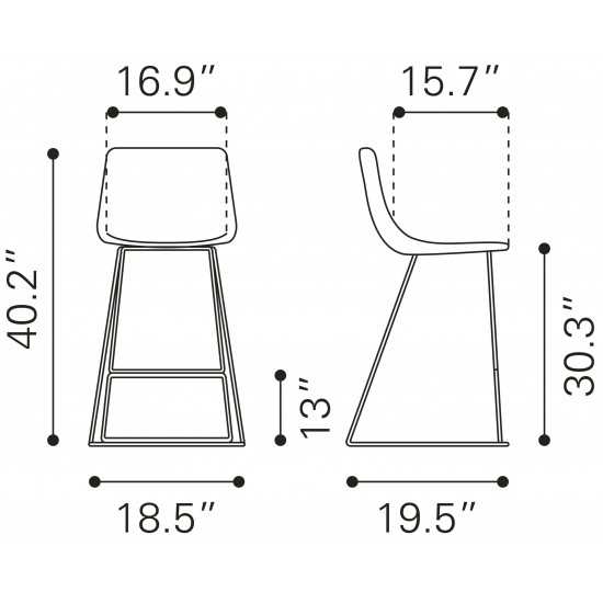 Adele Bar Chair Orange & Gold