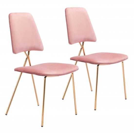 Chloe Dining Chair (Set of 2) Pink & Gold