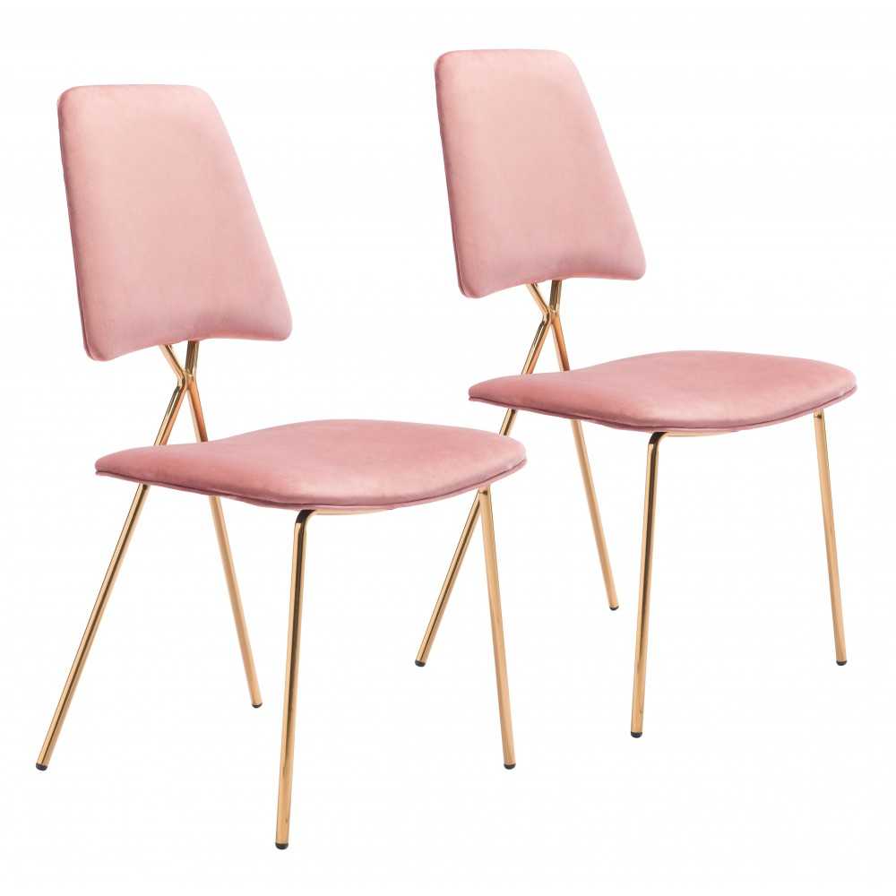 Chloe Dining Chair (Set of 2) Pink & Gold Chloe Dining Chair (Set of 2) Pink & Gold