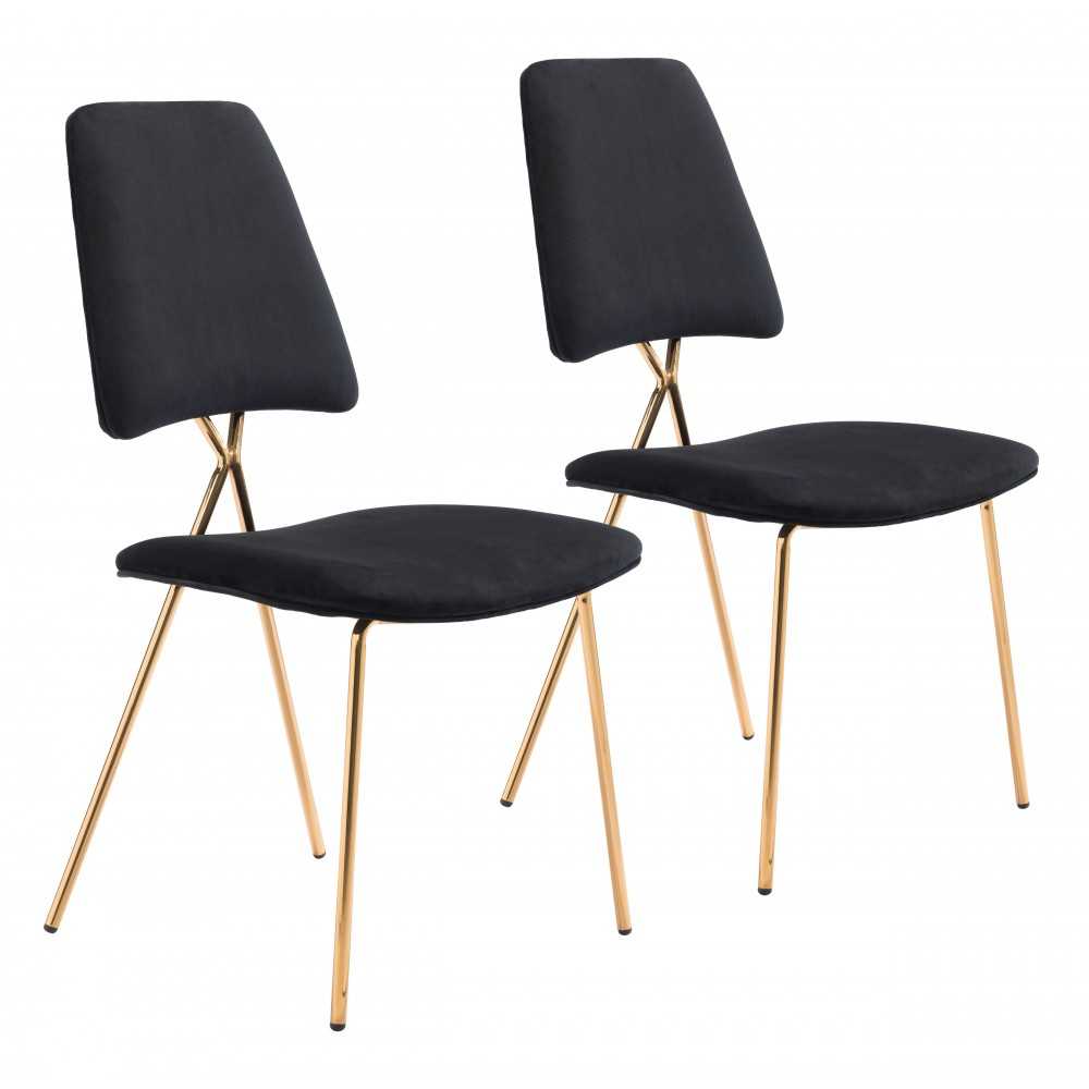 Chloe Dining Chair (Set of 2) Black & Gold