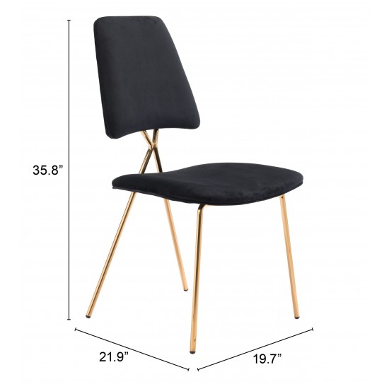 Chloe Dining Chair (Set of 2) Black & Gold