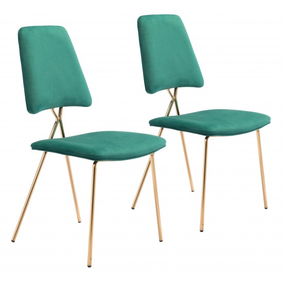 Chloe Dining Chair (Set of 2) Green & Gold