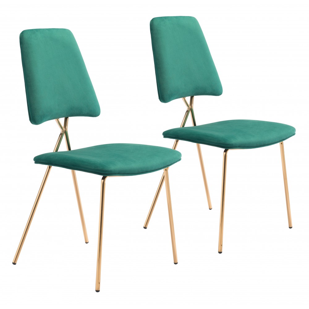Chloe Dining Chair (Set of 2) Green & Gold Chloe Dining Chair (Set of 2) Green & Gold