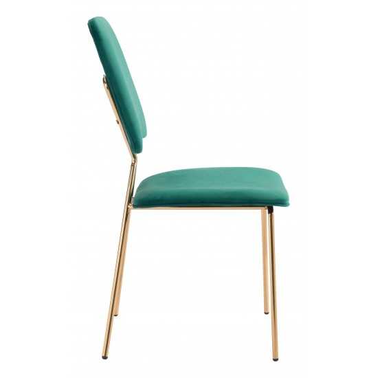 Chloe Dining Chair (Set of 2) Green & Gold