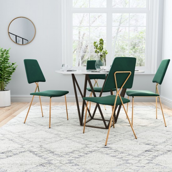 Chloe Dining Chair (Set of 2) Green & Gold