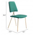 Chloe Dining Chair (Set of 2) Green & Gold