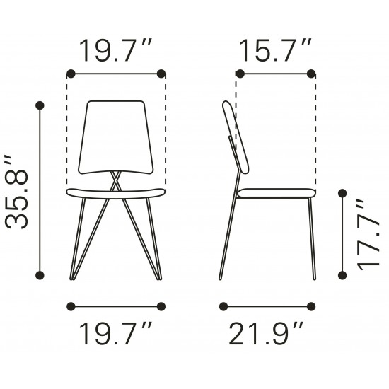Chloe Dining Chair (Set of 2) Green & Gold