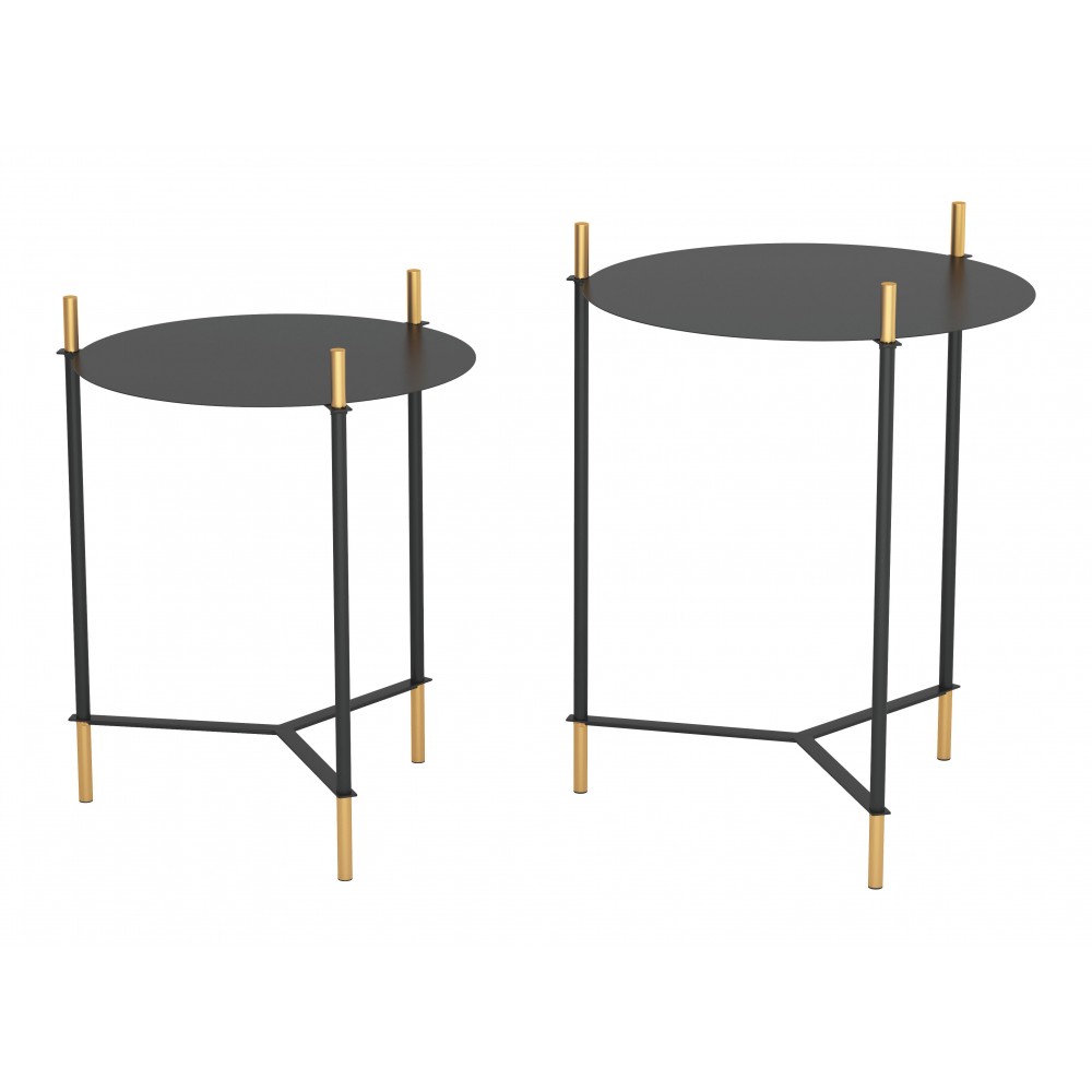 Set of 2 Jerry Side Tables Black & Gold