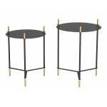 Set of 2 Jerry Side Tables Black & Gold