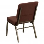 18.5''W Stacking Church Chair in Brown Fabric - Gold Vein Frame