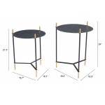 Set of 2 Jerry Side Tables Black & Gold