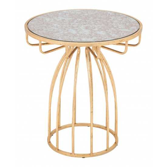 Silo Side Table Mirror & Gold