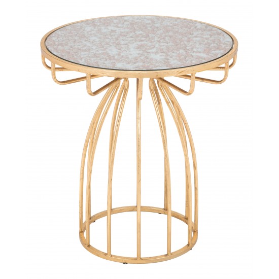 Silo Side Table Mirror & Gold