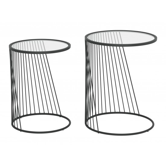 Shine Nesting Tables Set Clear & Black