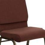 18.5''W Stacking Church Chair in Brown Fabric - Gold Vein Frame