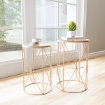 Set of 2 Hadrian Side Tables Gold & Clear