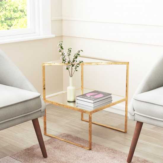 Planes Side Table Gold & Mirror