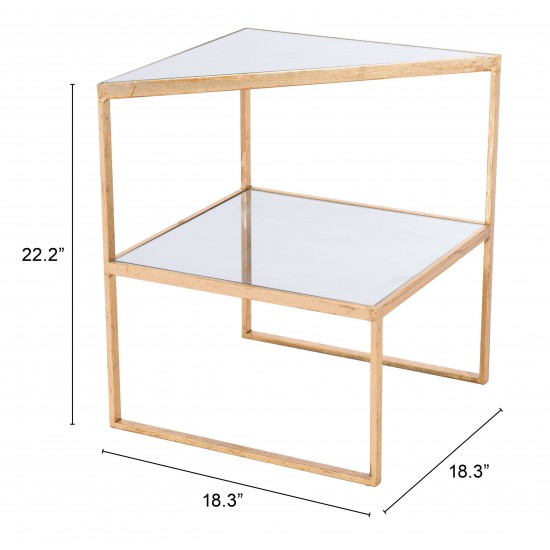 Planes Side Table Gold & Mirror