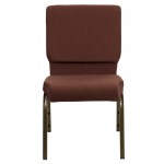 18.5''W Stacking Church Chair in Brown Fabric - Gold Vein Frame