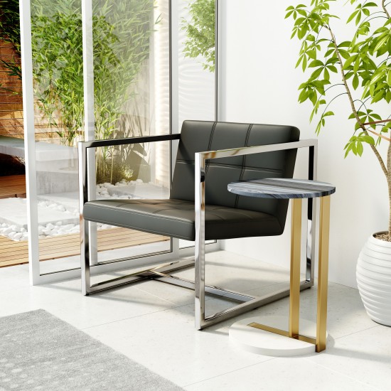 Zenith Marble Side Table Black, White & Gold