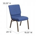 18.5''W Stacking Church Chair in Blue Fabric - Gold Vein Frame