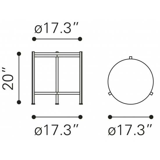 Haru Side Table White & Gold