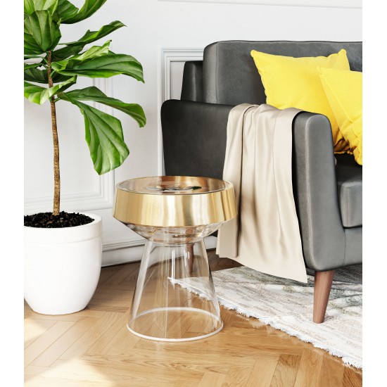 Skya Side Table Clear & Gold