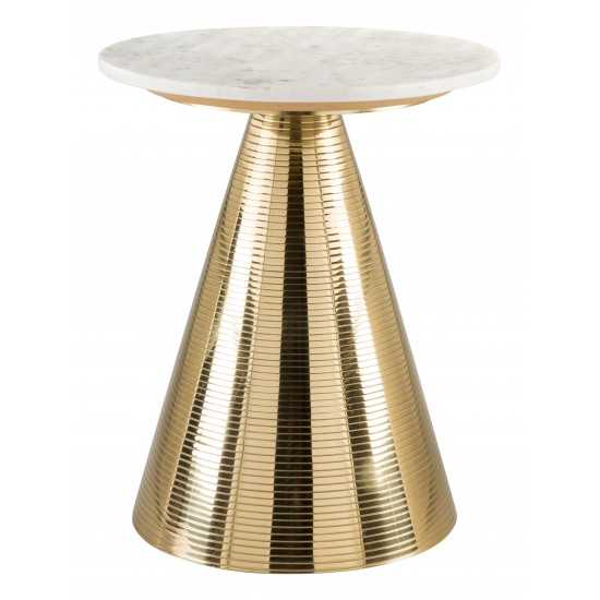 Pure Marble Side Table White & Gold