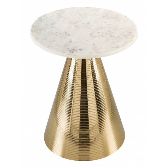 Pure Marble Side Table White & Gold