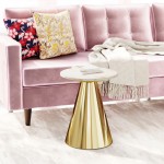 Pure Marble Side Table White & Gold