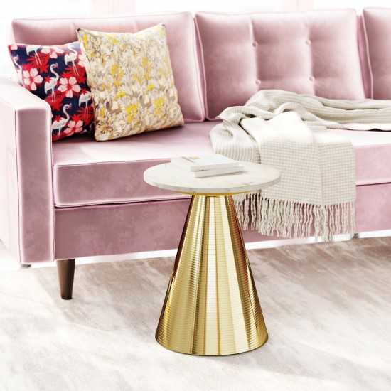 Pure Marble Side Table White & Gold