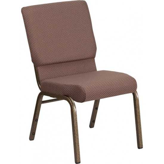 18.5''W Stacking Church Chair in Brown Dot Fabric - Gold Vein Frame