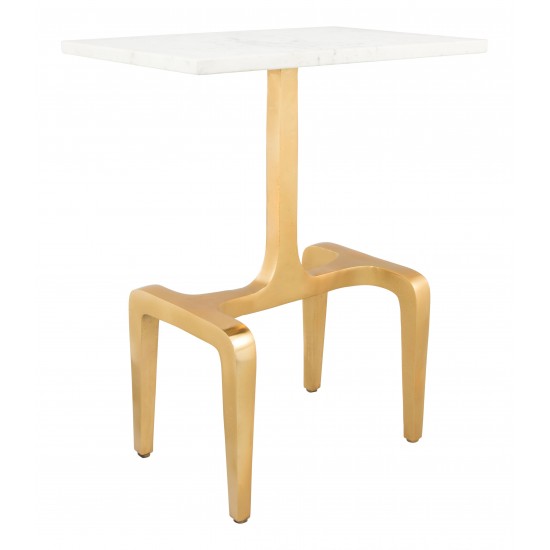 Clement Marble Side Table White & Gold