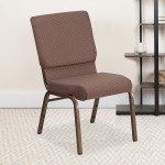 18.5''W Stacking Church Chair in Brown Dot Fabric - Gold Vein Frame