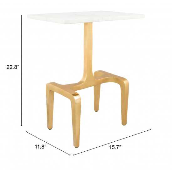 Clement Marble Side Table White & Gold