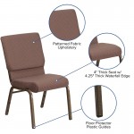 18.5''W Stacking Church Chair in Brown Dot Fabric - Gold Vein Frame