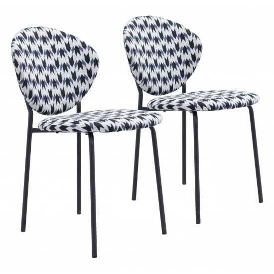 Clyde Dining Chair (Set of 2) Geometric Print & Black