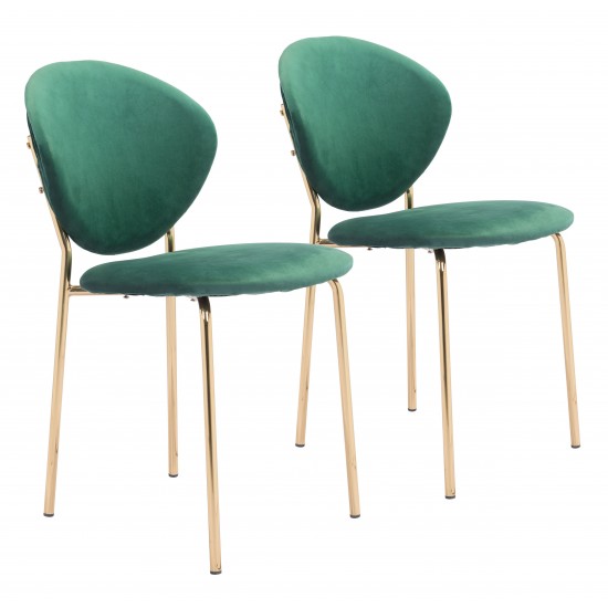 Clyde Dining Chair (Set of 2) Green & Gold