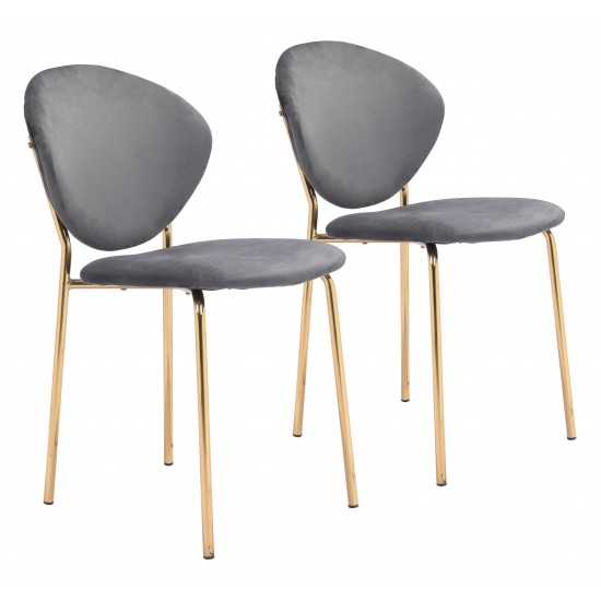 Clyde Dining Chair (Set of 2) Dark Gray & Gold