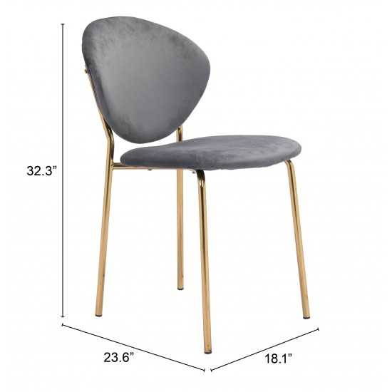 Clyde Dining Chair (Set of 2) Dark Gray & Gold