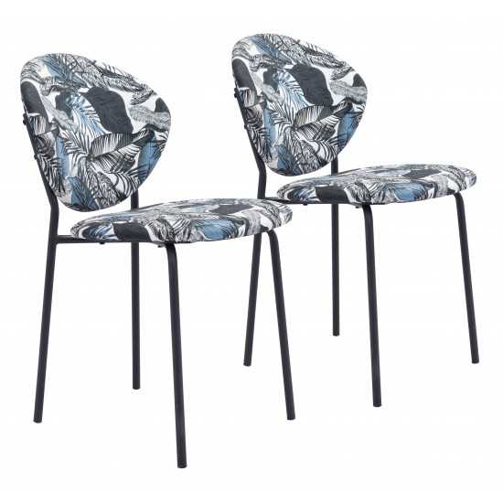 Clyde Dining Chair (Set of 2) Leaf Print & Black