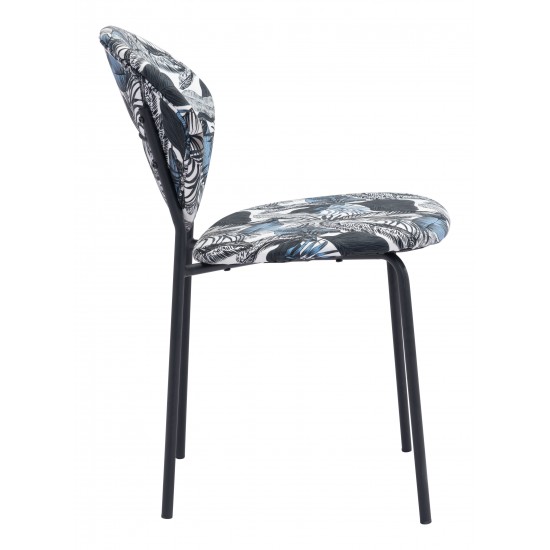 Clyde Dining Chair (Set of 2) Leaf Print & Black