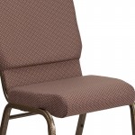 18.5''W Stacking Church Chair in Brown Dot Fabric - Gold Vein Frame