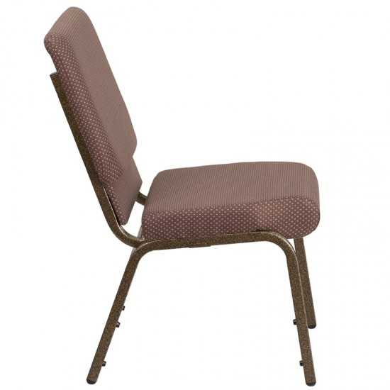 18.5''W Stacking Church Chair in Brown Dot Fabric - Gold Vein Frame