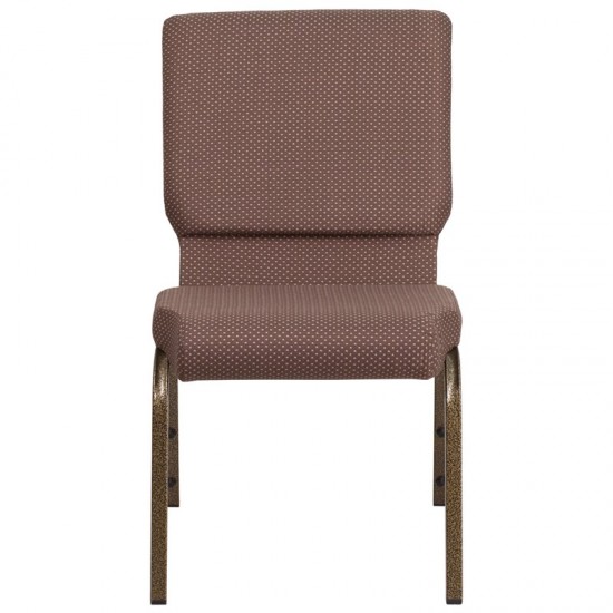 18.5''W Stacking Church Chair in Brown Dot Fabric - Gold Vein Frame