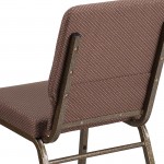 18.5''W Stacking Church Chair in Brown Dot Fabric - Gold Vein Frame