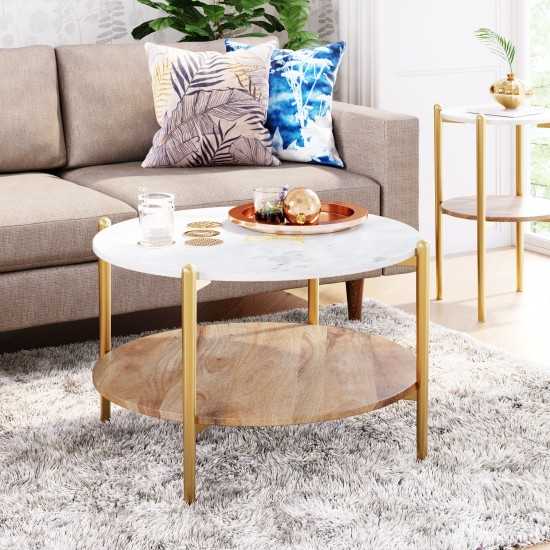 Mina Coffee Marble Table White & Gold