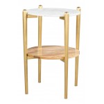 Mina Side Marble Table White & Gold