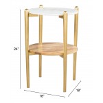 Mina Side Marble Table White & Gold