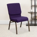 18.5''W Stacking Church Chair in Royal Purple Fabric - Gold Vein Frame